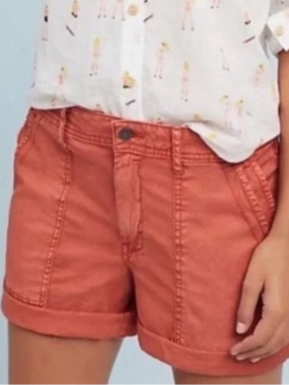 Anthropologie the wanderer orange cargo shorts pockets size 25